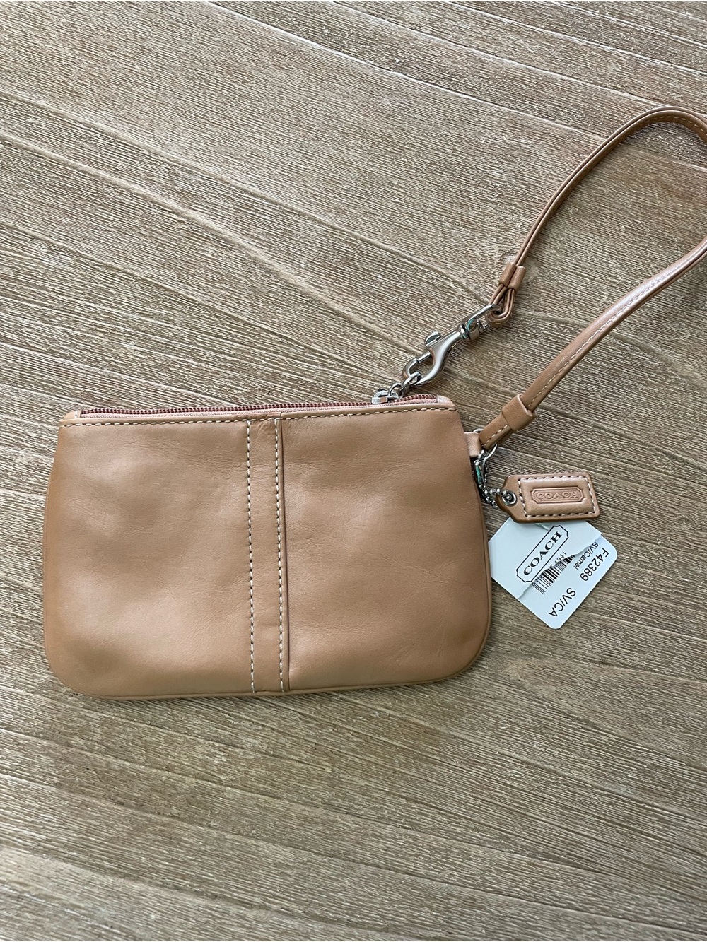 Coach Leather Wristlet Pouch - Camel color